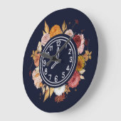 水エレガント色フローラ ラージ壁時計 (傾斜)