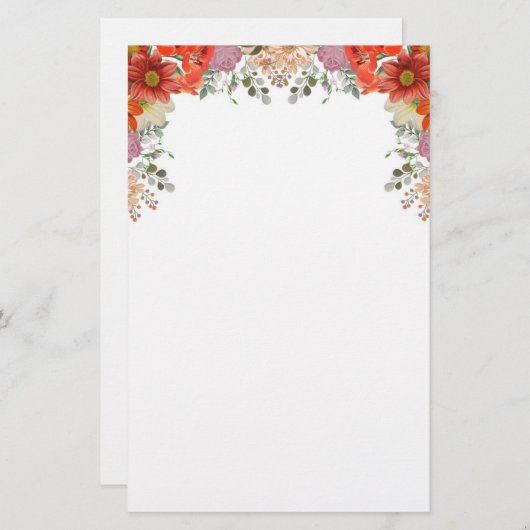 水エレガント色フローラ 便箋 (正面/裏面)