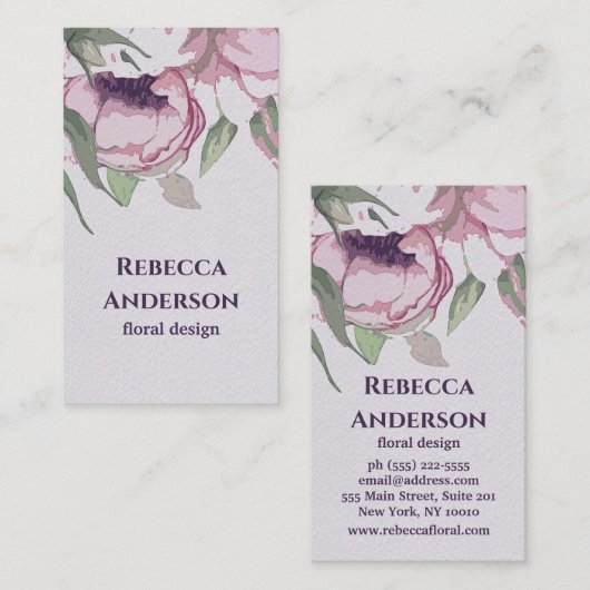 水エレガント色フローラ 名刺 (正面/裏面)