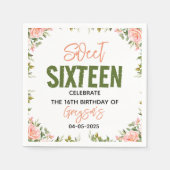 水エレガント色フローラSweet sixteen スタンダードカクテルナプキン (正面)