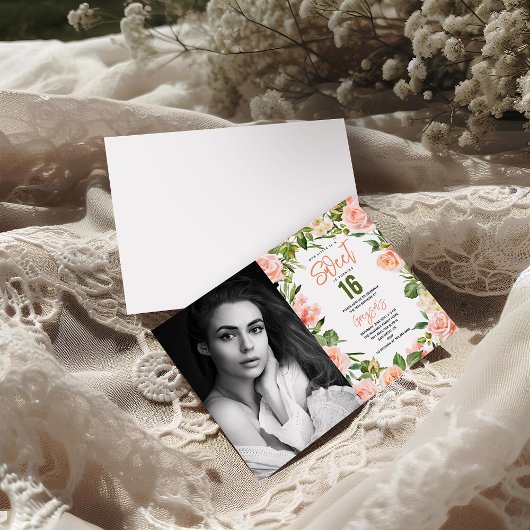 水エレガント色フローラSweet sixteen 招待状