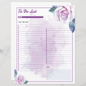 水エレガント色フローラTo-Doリストテンプレート (正面/裏面)