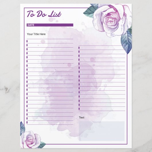 水エレガント色フローラTo-Doリストテンプレート (正面)