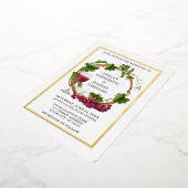 水エレガント色ブドウつる植物リース結婚金ゴールド 箔招待状 (回転した状態)