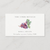 水エレガント色ブドウの葉の結婚ウェブサイト 名刺 (正面)