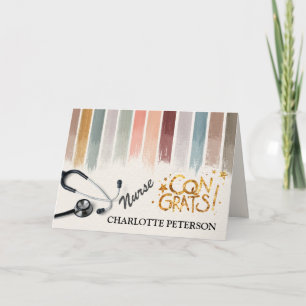 水エレガント色ブラシストロークナース卒業 カード