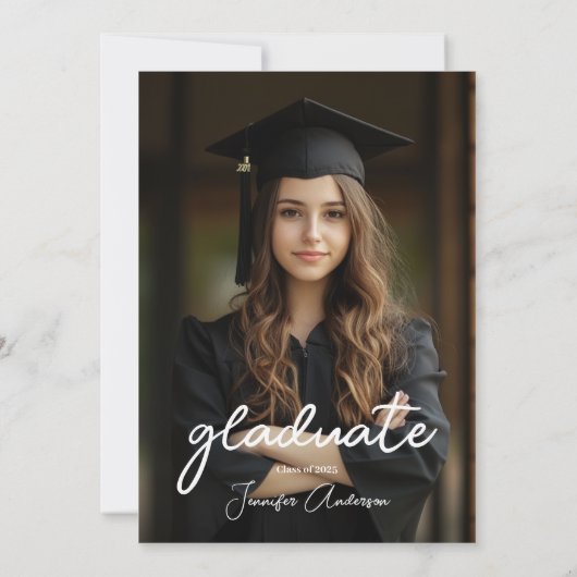 水エレガント色ブラックボウ卒業パーティー 招待状 (裏面)