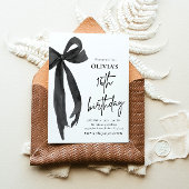 水エレガント色ブラックボウ16th誕生日パーティー 招待状