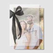 水エレガント色ブラックボウ20th誕生日パーティー ベラム紙招待状 (オフセット (カップル))