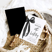 水エレガント色ブラックボウ20th誕生日パーティー 招待状