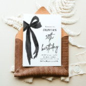 水エレガント色ブラックボウ30th誕生日パーティー 招待状