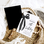 水エレガント色ブラックボウ50th誕生日パーティー 招待状