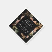 水エレガント色ブラック秋ボホフローラ結婚ズ スタンダードカクテルナプキン (角)