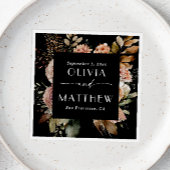 水エレガント色ブラック秋ボホフローラ結婚ズ スタンダードカクテルナプキン