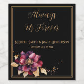 水エレガント色ブラック金ゴールドブルゴーニュ ワインラベル (シングルラベル)