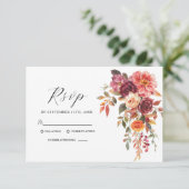 水エレガント色ブルゴーニュオレンジ秋の結婚式 出欠カード (スタンド正面)