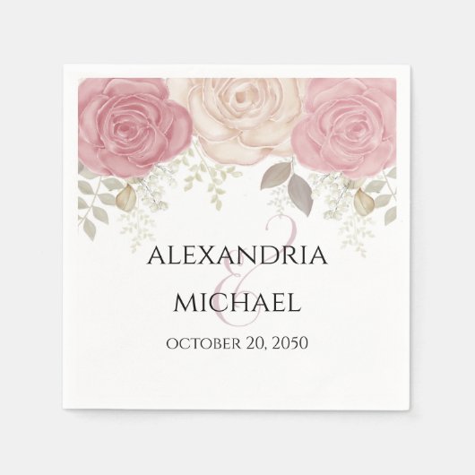 水エレガント色ブルゴーニュフローラ結婚ズシンプル スタンダードカクテルナプキン (正面)