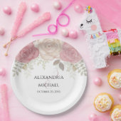 水エレガント色ブルゴーニュフローラ結婚ズシンプル ペーパープレート (パーティー)