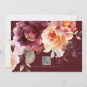 水エレガント色ブルゴーニュフローラ結婚ズ セーブザデート (裏面)