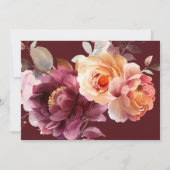 水エレガント色ブルゴーニュフローラ結婚ズ 招待状 (裏面)