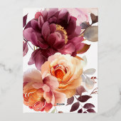 水エレガント色ブルゴーニュフローラ結婚ズ 箔招待状 (裏面)