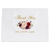 水エレガント色ブルゴーニュフローラ金ゴールドありがとう ラージペーパーバッグ (正面)