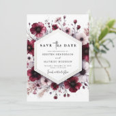 水エレガント色ブルゴーニュ結婚ーズ セーブザデート (スタンド正面)