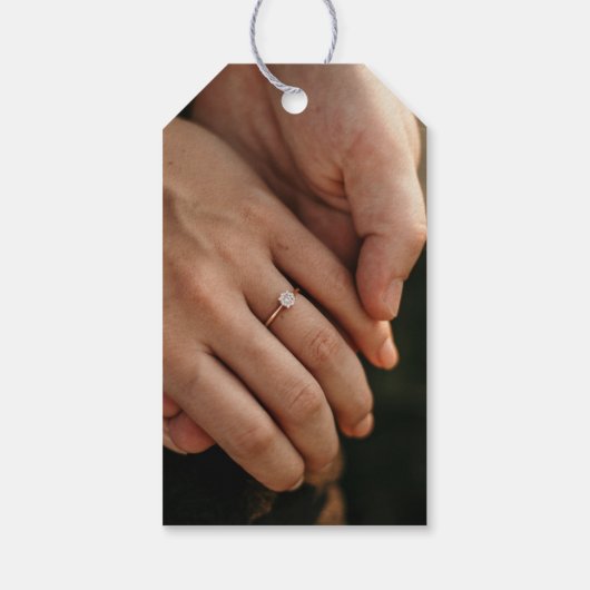 水エレガント色ブルゴーニュ&金ゴールド日付を保存 ギフトタグ (裏面)