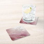 水エレガント色ブルゴーニュ&金ゴールド日付を保存 ペーパーコースター (インサイチュ)