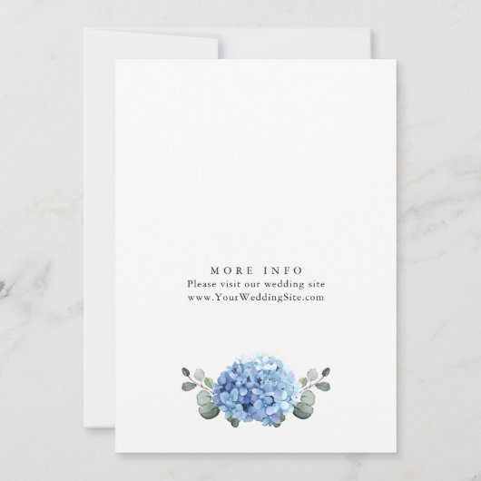 水エレガント色ブルーアジサイのリハーサルディナー 招待状 (裏面)