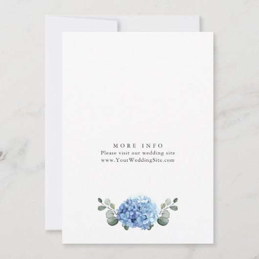 水エレガント色ブルーアジサイのリハーサルディナー 招待状 (裏面)