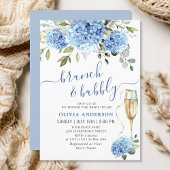 水エレガント色ブルーアジサイブライダルシャワー 招待状