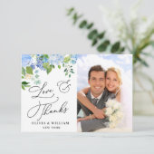 水エレガント色ブルーアジサイ写真 サンキューカード (スタンド正面)