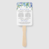 水エレガント色ブルーアジサイ結婚式 プログラム ハンドファン (裏面)