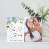 水エレガント色ブルーアジサイ4写真 サンキューカード (スタンド正面)