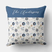 水エレガント色ブルークリスマスボーブルオーナメント クッション (裏面)