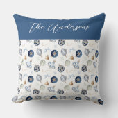 水エレガント色ブルークリスマスボーブルオーナメント クッション (正面)