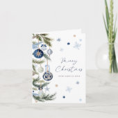 水エレガント色ブルークリスマス装飾写真 シーズンカード (正面)