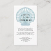 水エレガント色ブルーシェルブライダルシャワーレシピ エンクロージャーカード (正面)