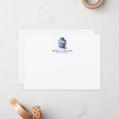 水エレガント色ブルージンジャージャールフラットノテカード ノートカード (正面/裏面インサイチュ)