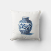 水エレガント色ブルージンジャージャー瓶デザイナー、デコール クッション (正面)