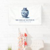 水エレガント色ブルージンジャージャー瓶デザイナー、デコール 横断幕 (インサイチュ)