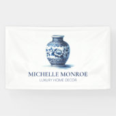 水エレガント色ブルージンジャージャー瓶デザイナー、デコール 横断幕 (横)