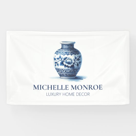 水エレガント色ブルージンジャージャー瓶デザイナー、デコール 横断幕 (横)