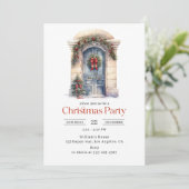 水エレガント色ブルードアクリスマスパーティー 招待状 (スタンド正面)