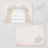 水エレガント色ブルーフラワーズボウリボンベビーs ノートカード (正面/裏面)