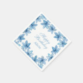水エレガント色ブルーフラワー任意の年齢誕生日 スタンダードカクテルナプキン (角)