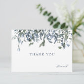 水エレガント色ブルーフローラありがとうノートカード サンキューカード (スタンド正面)