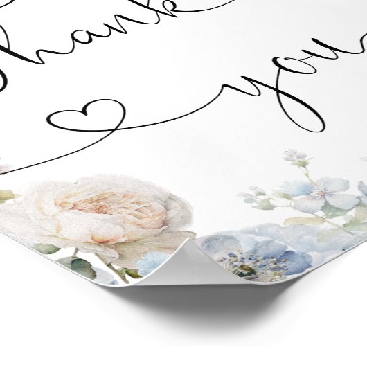 水エレガント色ブルーフローラありがとう ポスター (角)