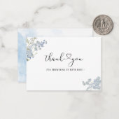 水エレガント色ブルーフローラベビーシャワー ノートカード (正面/裏面インサイチュ)